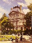 Les Jardins Du Carrousel Et Le Pavillon Richelieu A Paris by Louis Beroud